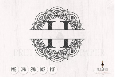 Split monogram H svg, Monogram frame svg