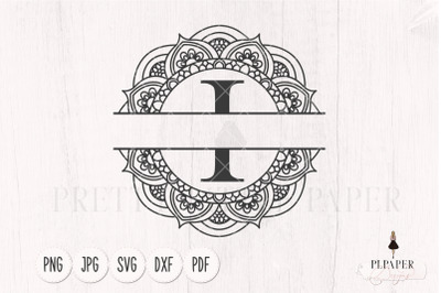 Split monogram I svg, Monogram frame svg