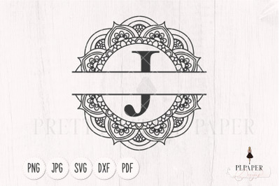 Split monogram J svg, Monogram frame svg