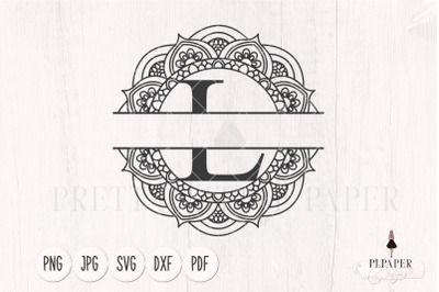 Split monogram L svg, Monogram frame svg