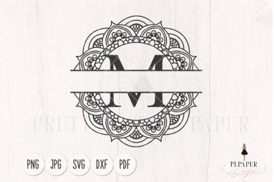 Split monogram M svg, Monogram frame svg