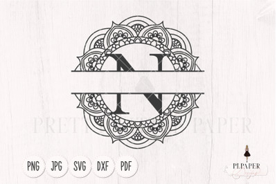 Split monogram N svg, Monogram frame svg