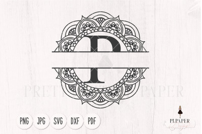 Split monogram P svg, Monogram frame svg