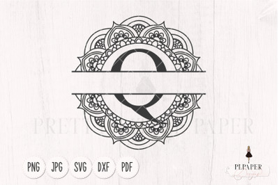 Split monogram Q svg, Monogram frame svg