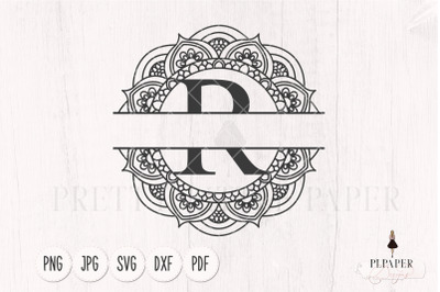 Split monogram R svg, Monogram frame svg