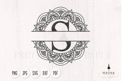 Split monogram S svg, Monogram frame svg