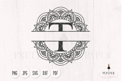 Split monogram T svg, Monogram frame svg