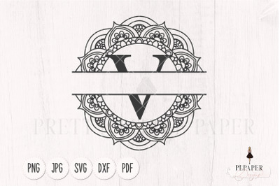 Split monogram V svg, Monogram frame svg