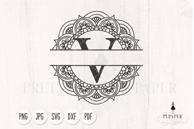 Split monogram V svg&2C; Monogram frame svg