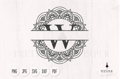 Split monogram W svg, Monogram frame svg