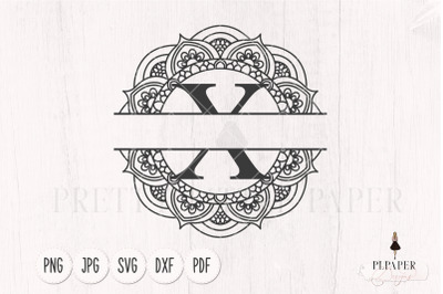 Split monogram X svg, Monogram frame svg