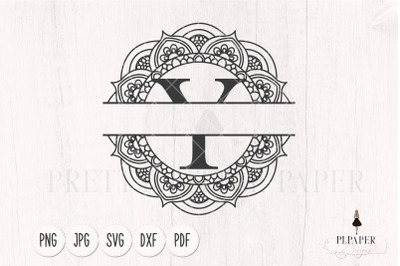Split monogram Y svg, Monogram frame svg