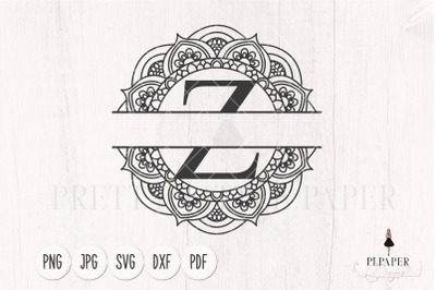 Split monogram Z svg, Monogram frame svg