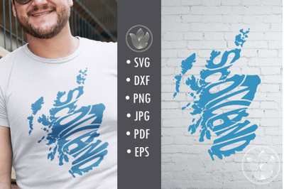 Scotland svg cut file&2C; Lettering in map shape