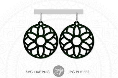 Mandala earrings, SVG cut files, round earring