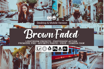 20 Brown Faded Presets,Photoshop actions,LUTS,VSCO