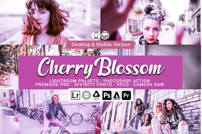 20 Cherry Blossom Presets,Photoshop actions,LUTS,VSCO