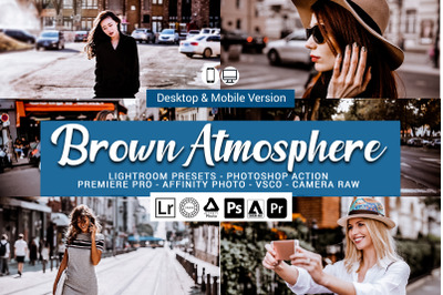 24 Brown Atmosphere Presets,Photoshop actions,LUTS,VSCO