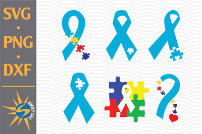 Autism Ribbon SVG, PNG, DXF Digital Files Include