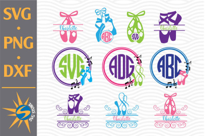 Ballerina Shoe Monogram SVG, PNG, DXF Digital Files Include