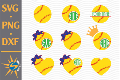 Softball Monogram SVG&2C; PNG&2C; DXF Digital Files Include