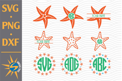 Starfish Monogram SVG, PNG, DXF Digital Files Include