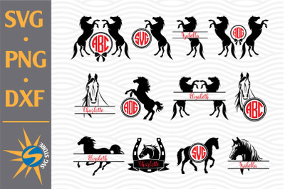 Horse Monogram SVG&2C; PNG&2C; DXF Digital Files Include