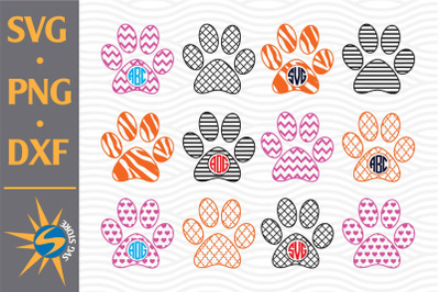 Paw Monogram SVG&2C; PNG&2C; DXF Digital Files Include