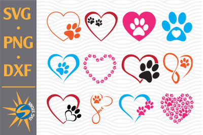 Heart Paw SVG&2C; PNG&2C; DXF Digital Files Include