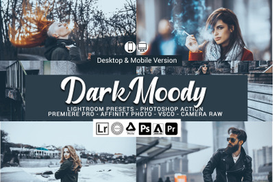 20 Dark Moody Presets,Photoshop actions,LUTS,VSCO