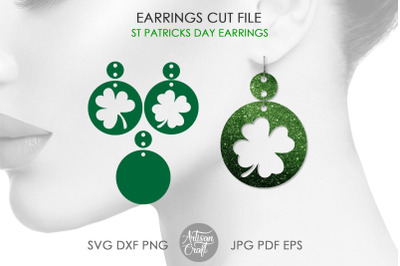 St Patrick&#039;s day earrings, Four leaf clover earrings