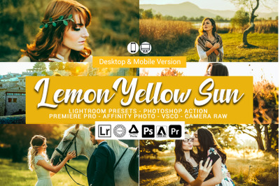 20 Lemon Yellow Sun Presets,Photoshop actions,LUTS,VSCO