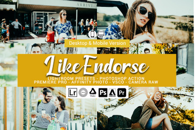 18 Like Endorse Presets,Photoshop actions,LUTS,VSCO