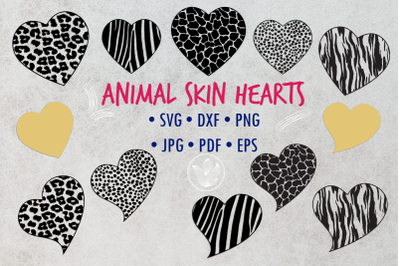 Animal skin hearts, svg , png, dxf