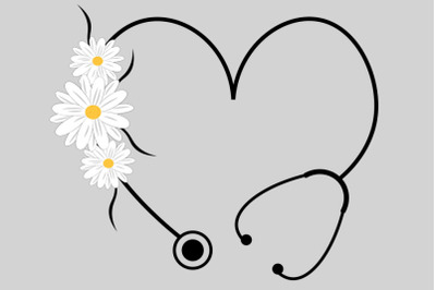 Floral Stethoscope SVG&2C; Flower Heart Stethoscope Svg&2C; Nurse Life svg&2C;