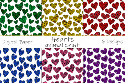 Leopard hearts pattern. Animal print pattern. Hearts SVG