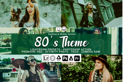20 80s Theme Presets,Photoshop actions,LUTS,VSCO