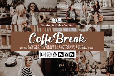 20 Coffee Break Presets,Photoshop actions,LUTS,VSCO