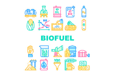 Biofuel Green Energy Collection Icons Set Vector