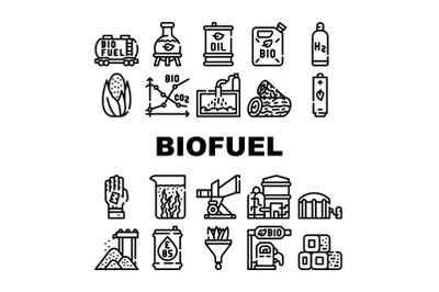 Biofuel Green Energy Collection Icons Set Vector