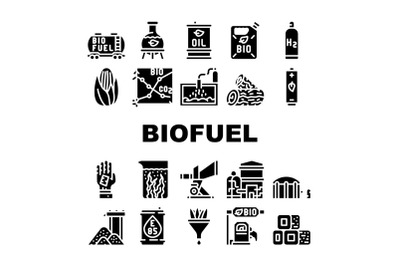 Biofuel Green Energy Collection Icons Set Vector