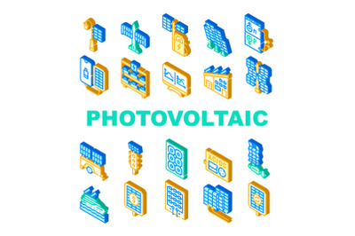 Photovoltaic Energy Collection Icons Set Vector