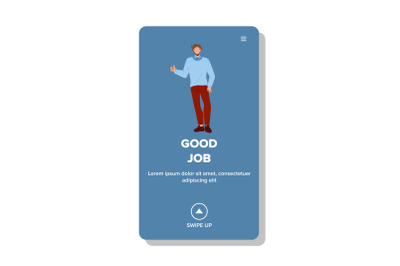 Good Job Thumb Up Gesturing Businessman Vector