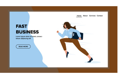 Fast Business Have Young Businesswoman Vector