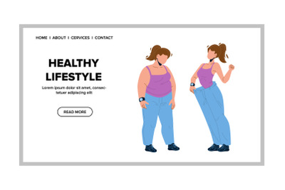 Healthy Lifestyle For Lose Weight Woman Vector