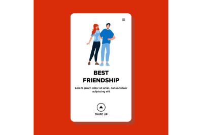 Best Friendship Young Man And Woman Couple Vector