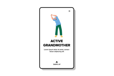 Active Grandmother Making Physical Jerks Vector