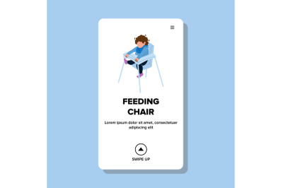 In Feeding Chair Sitting Little Boy Child Vector