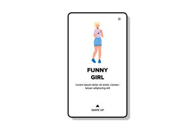 Funny Girl Coquette With Cheerful Mood Vector