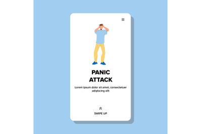 Panic Attack Depressed Man Holding Head Vector